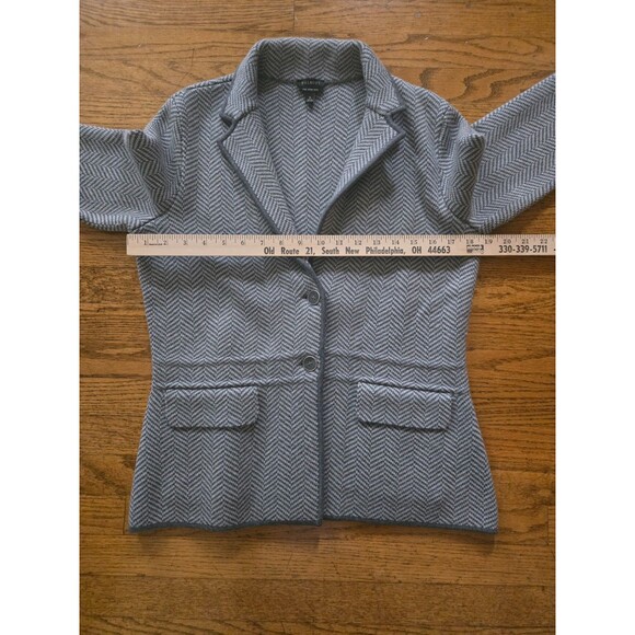 Talbots Gray Herringbone 100% Merino Wool Sweater Blazer Women's Size Small - Picture 7 of 7